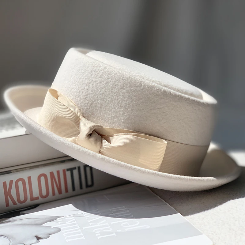 【红姐推荐】秋冬帽子女礼帽羊毛卷边平顶俏皮百搭显脸小英伦日系