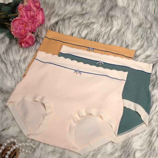 茉莉公主【120-220】女士内裤大码舒适柔软透气高腰短裤 3条装 777