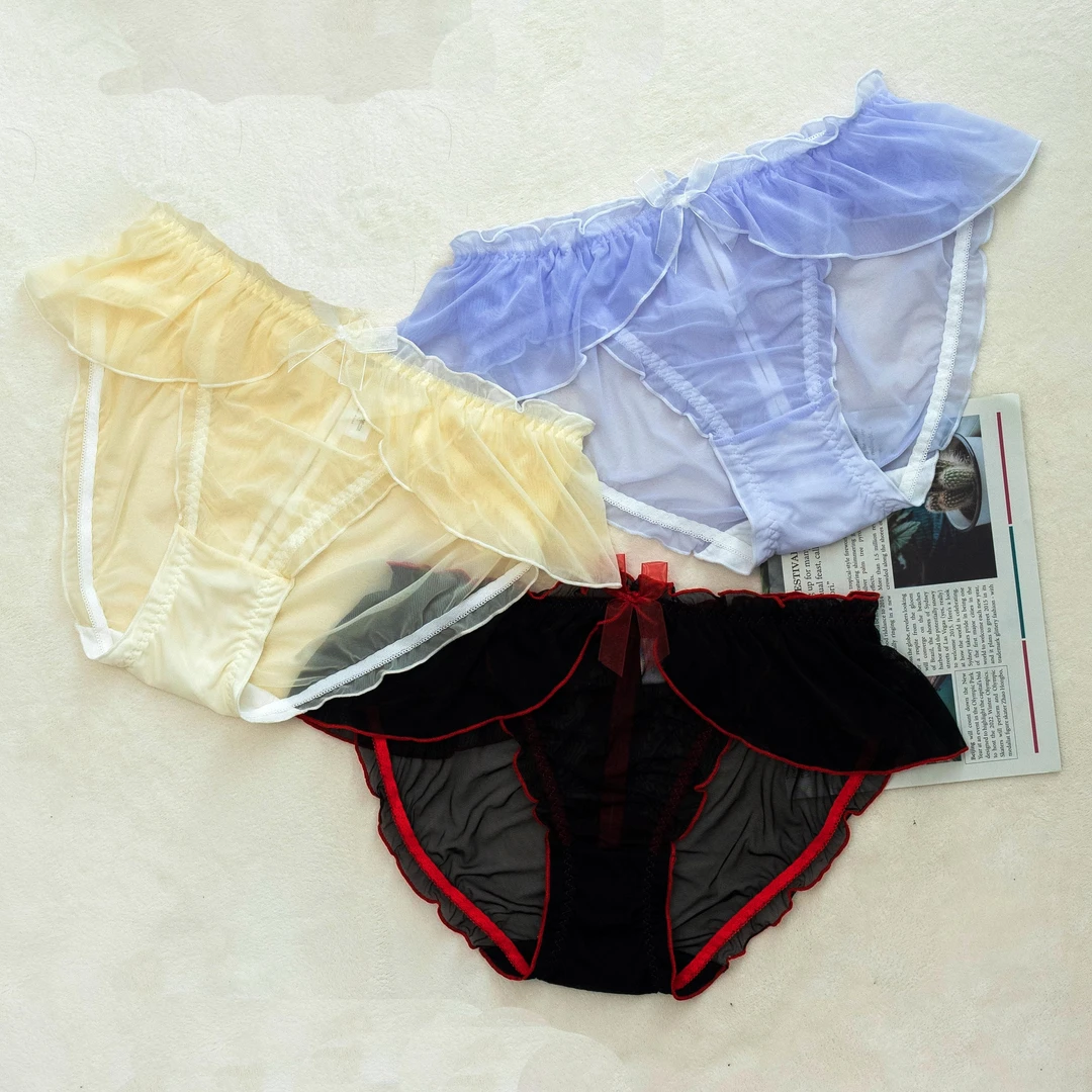 宵禁【120-220斤】女士内裤大码性感底裤网纱透气内裤 3条装A16