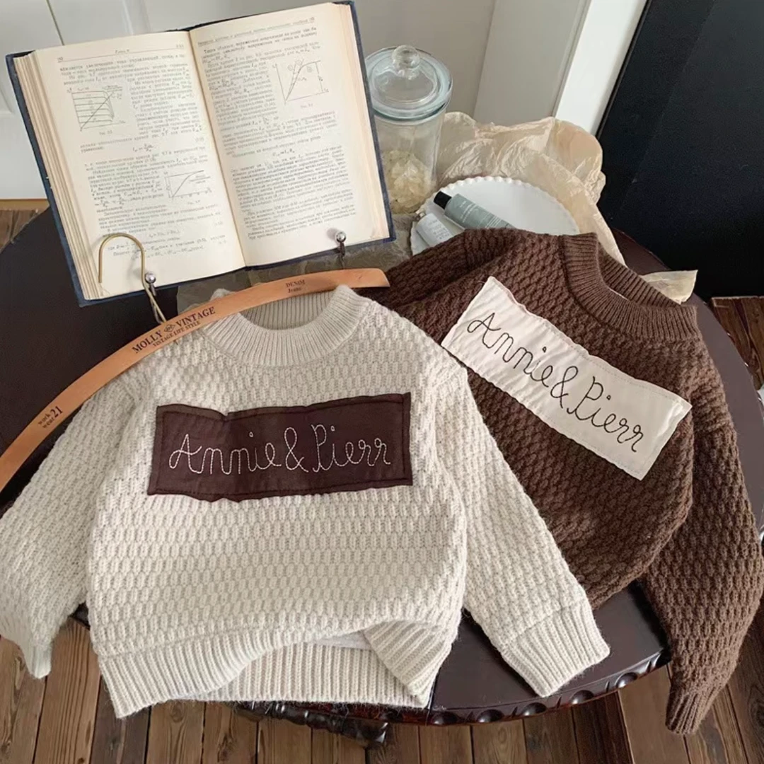 【A001-A010】精品撤柜时尚儿童毛衣女童男童洋气宝宝韩版卡通套头