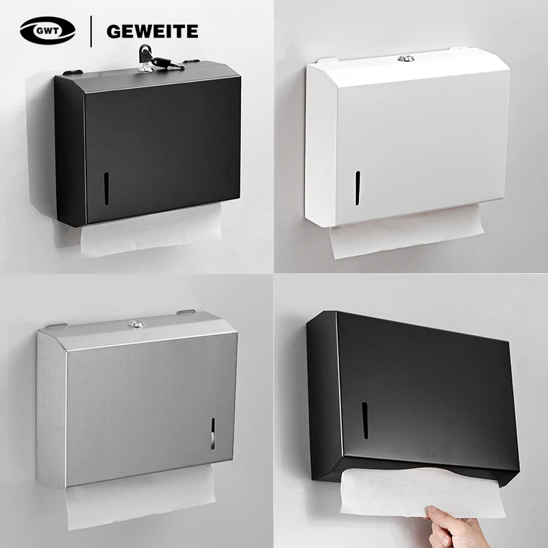 黑色不锈钢纸巾盒白色擦手纸盒厕纸架卫生间厕所抽纸盒商用纸巾架
