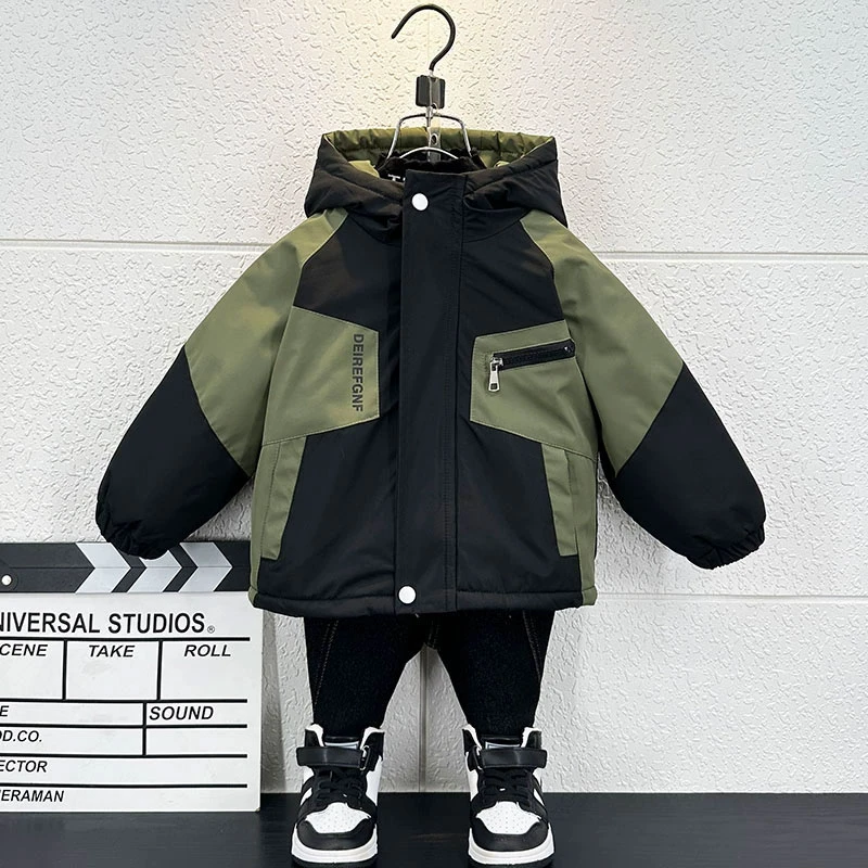 男童秋冬装棉服外套加绒2024新款儿童加厚派克服冬季二棉衣痞帅潮