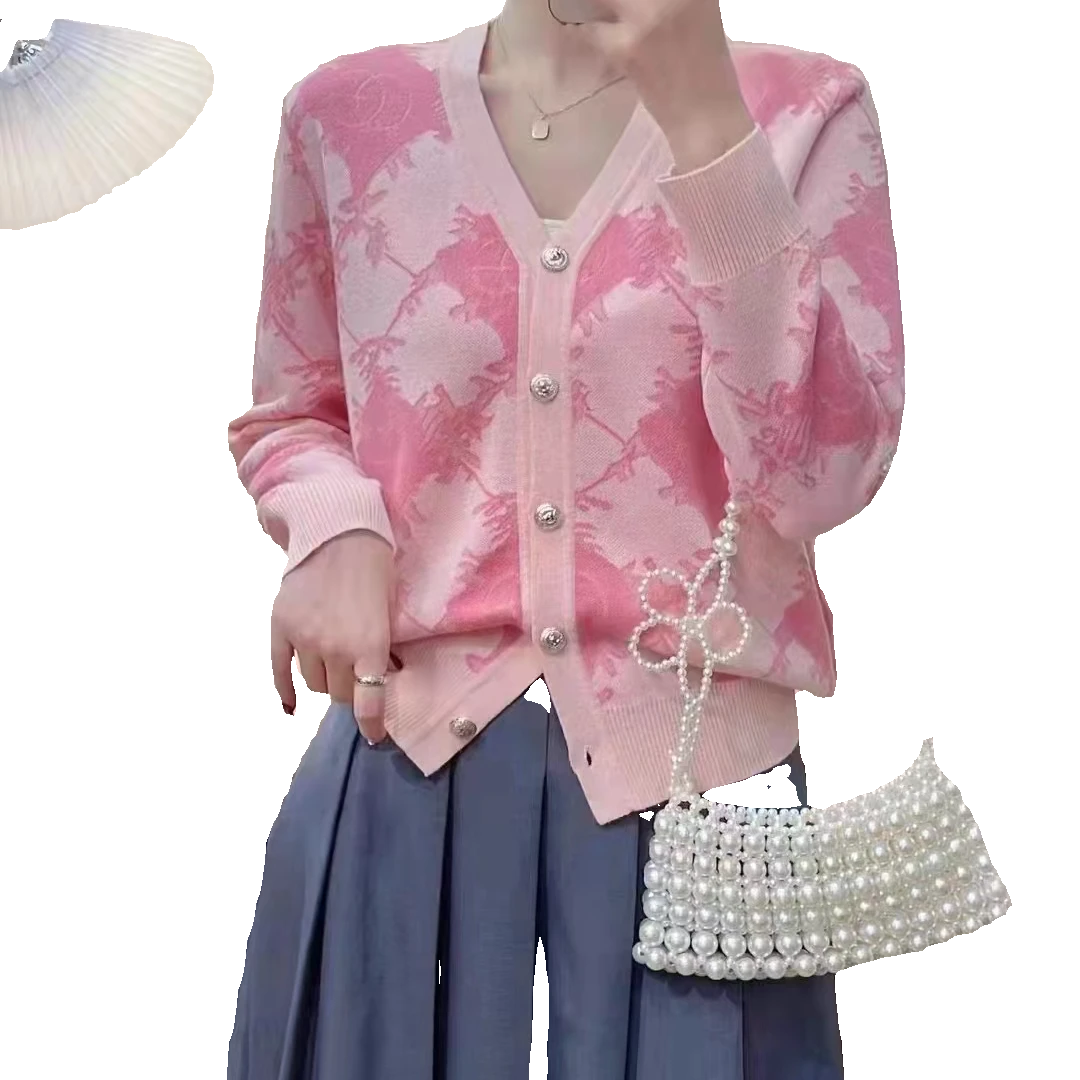 2024新款【01-100】针织衫小香风气质网红时尚百搭春季镂空女衫