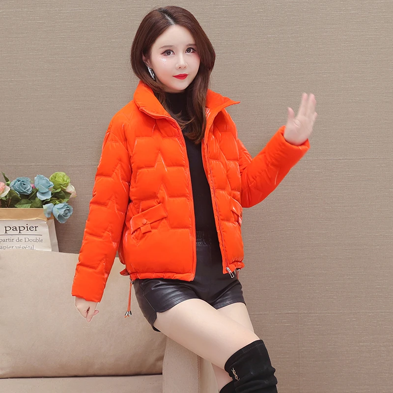 免洗亮面棉衣棉服女短款韩版宽松显瘦时尚百搭小棉袄大码冬季外套