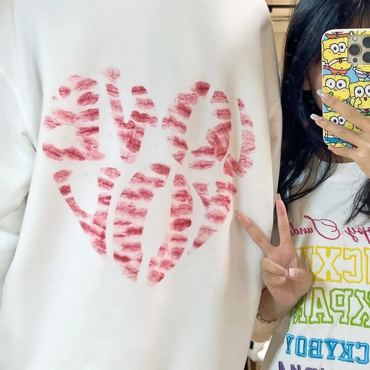 【重生】唇印卫衣diy口红印纪念卫衣字母模板圆领宽松情侣装秋冬款