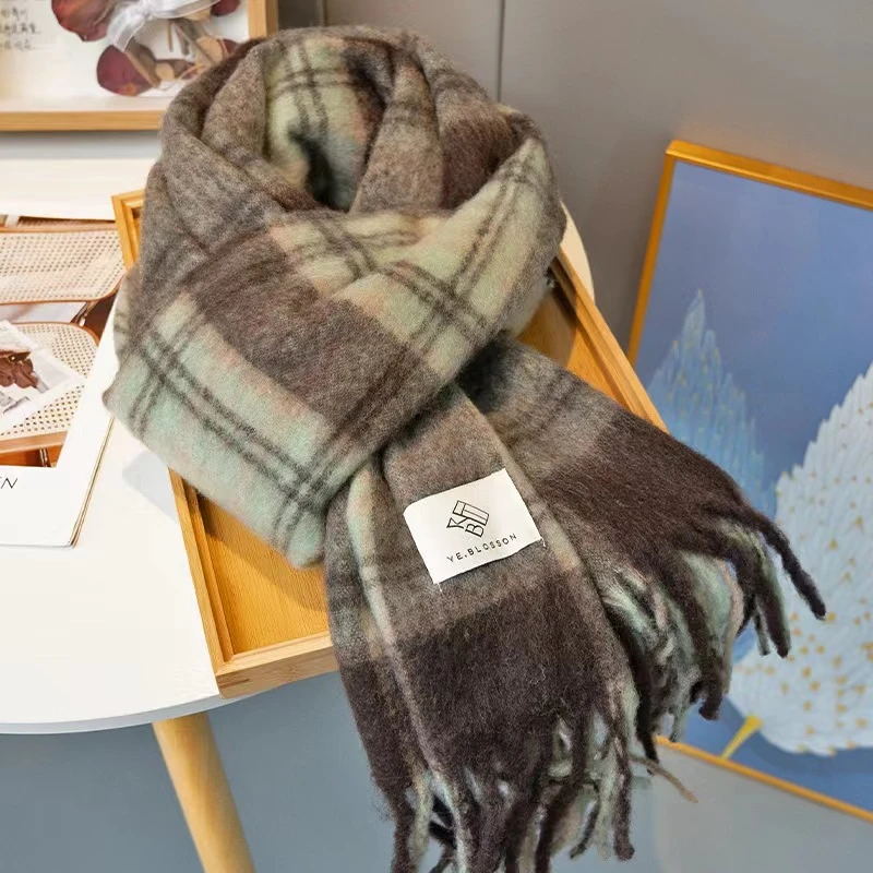 【重生】2025新款仿羊绒格子围巾女百搭爆款韩版时尚流苏披肩