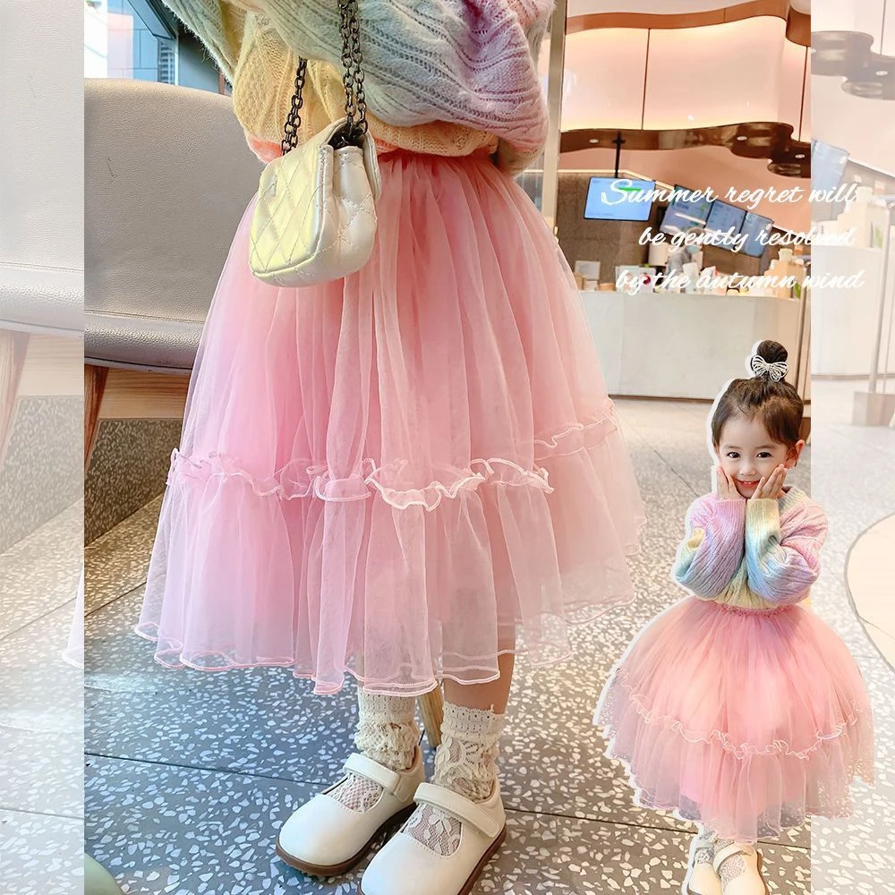 女童秋冬毛衣网纱裙套装2025新款儿童网红针织套头外套两件套洋气