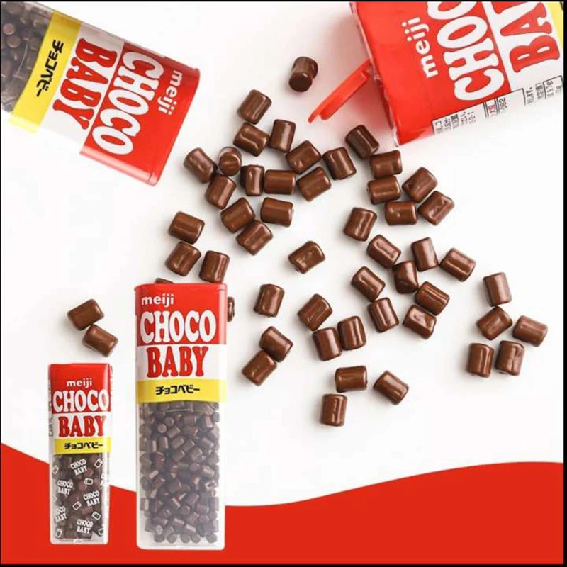 meiji巧克力豆迷你小粒BB豆盒装儿童生日零食糖果休闲小零食