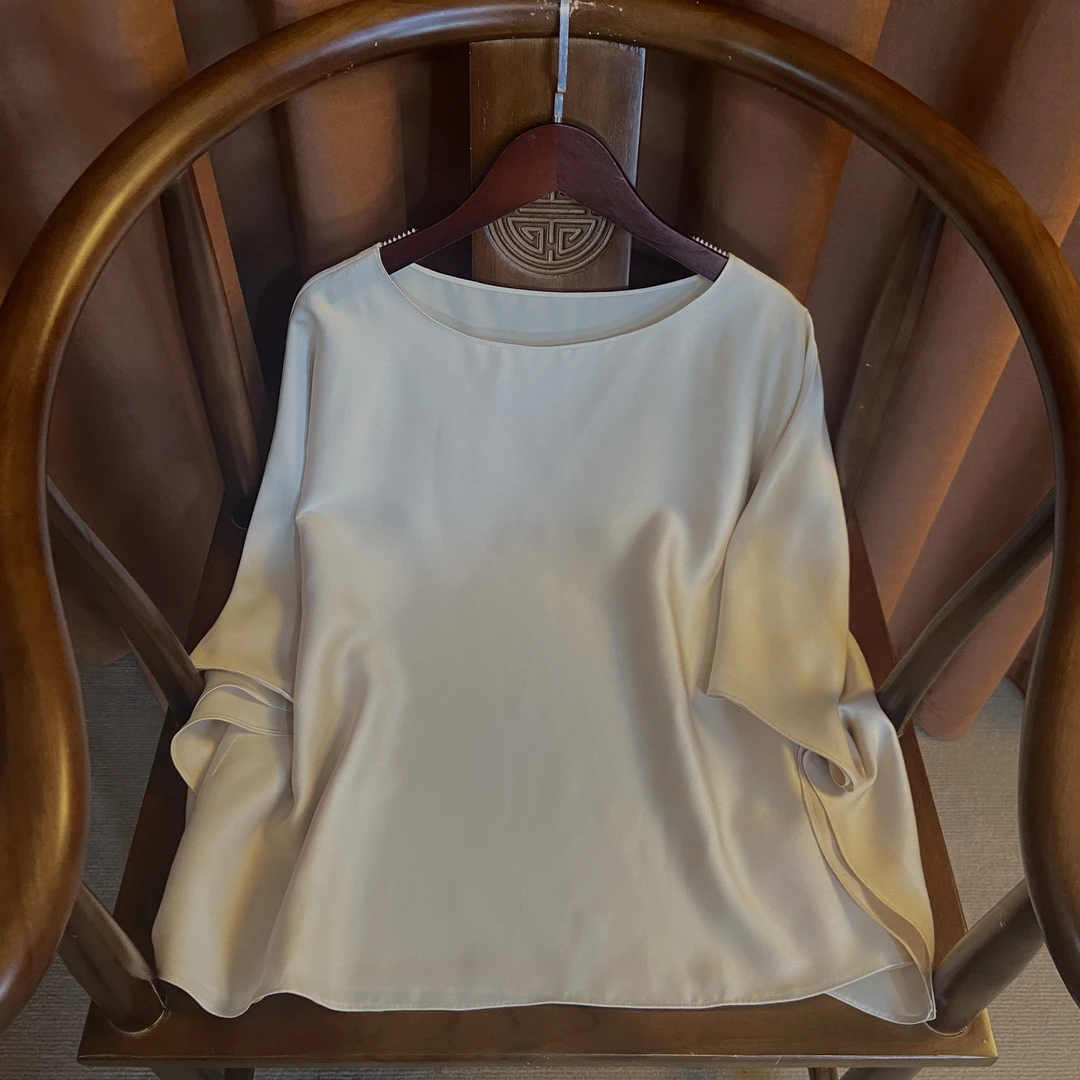 玉茶新中式时尚圆领款女夏装2024新款国风复古小衫时尚宽松上衣