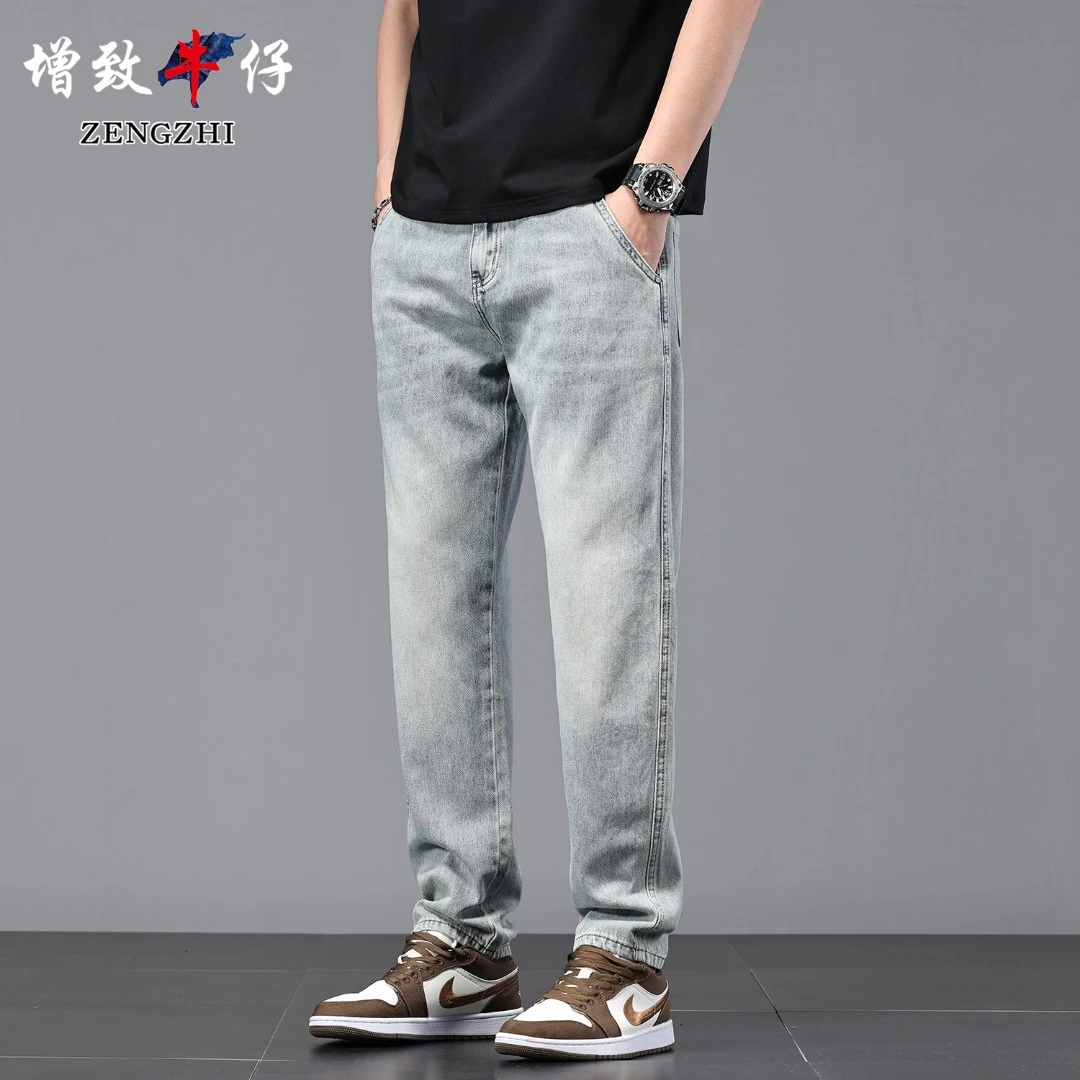 ZENGZHI/增致牛仔Z110-4夏季新款潮流复古浅色百搭男款牛仔裤