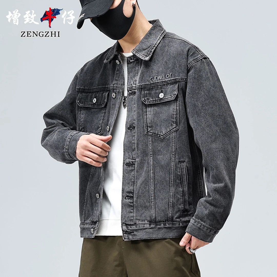 ZENGZHI/增致牛仔Z104春季翻领休闲男士复古宽松百搭潮流夹克外套