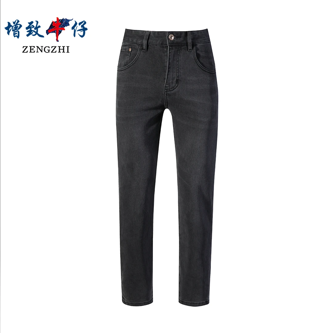 ZENGZHI/增致男士高端春季灰色常规欧版修身小直筒牛仔裤J07