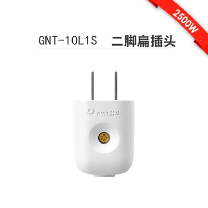正品公牛10A插头电线二头两脚接线两孔两角项电源2脚极10L1S多用