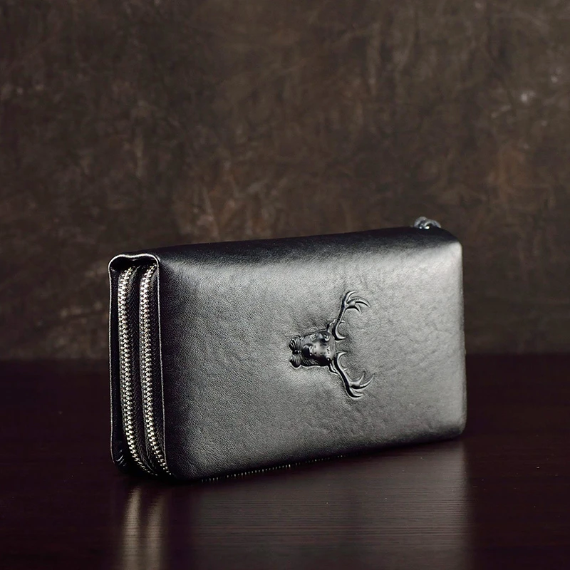 男士手拿包牛皮手抓包真皮手包时尚休闲个性长款皮钱包大容量手机