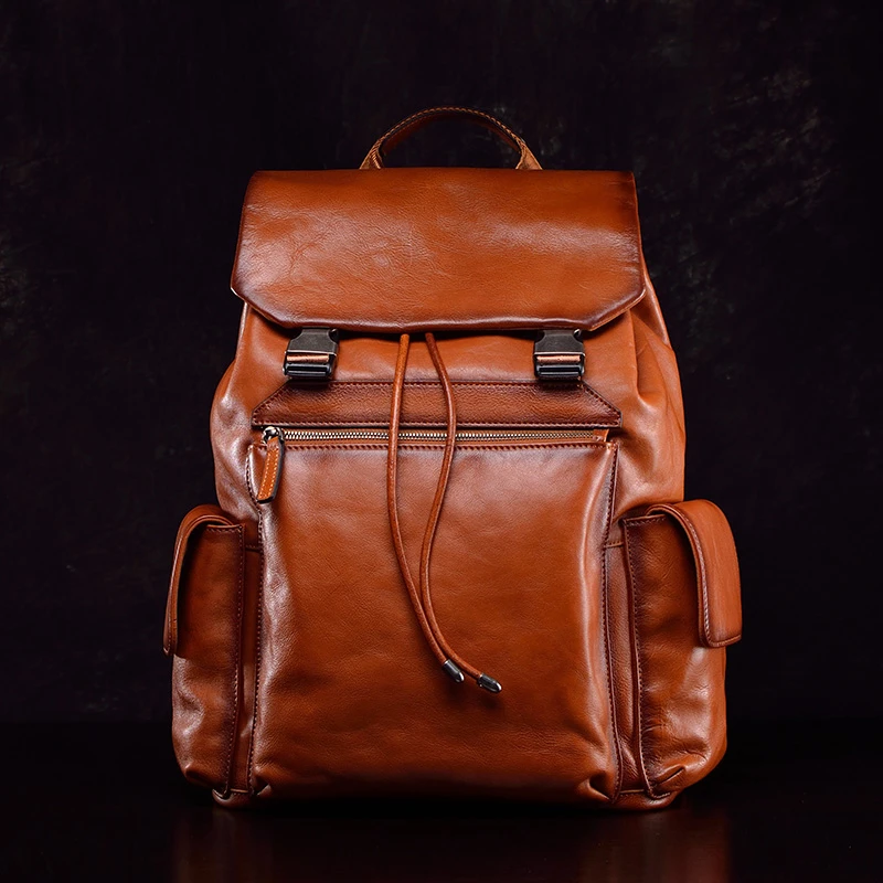 真皮背包男士双肩包欧美时尚潮流韩版双肩背户外旅行大容量电脑包