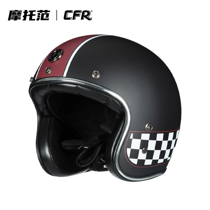 CFR复古摩托车头盔A500哈雷机车夏季四分之三半盔3c认证四季玻纤