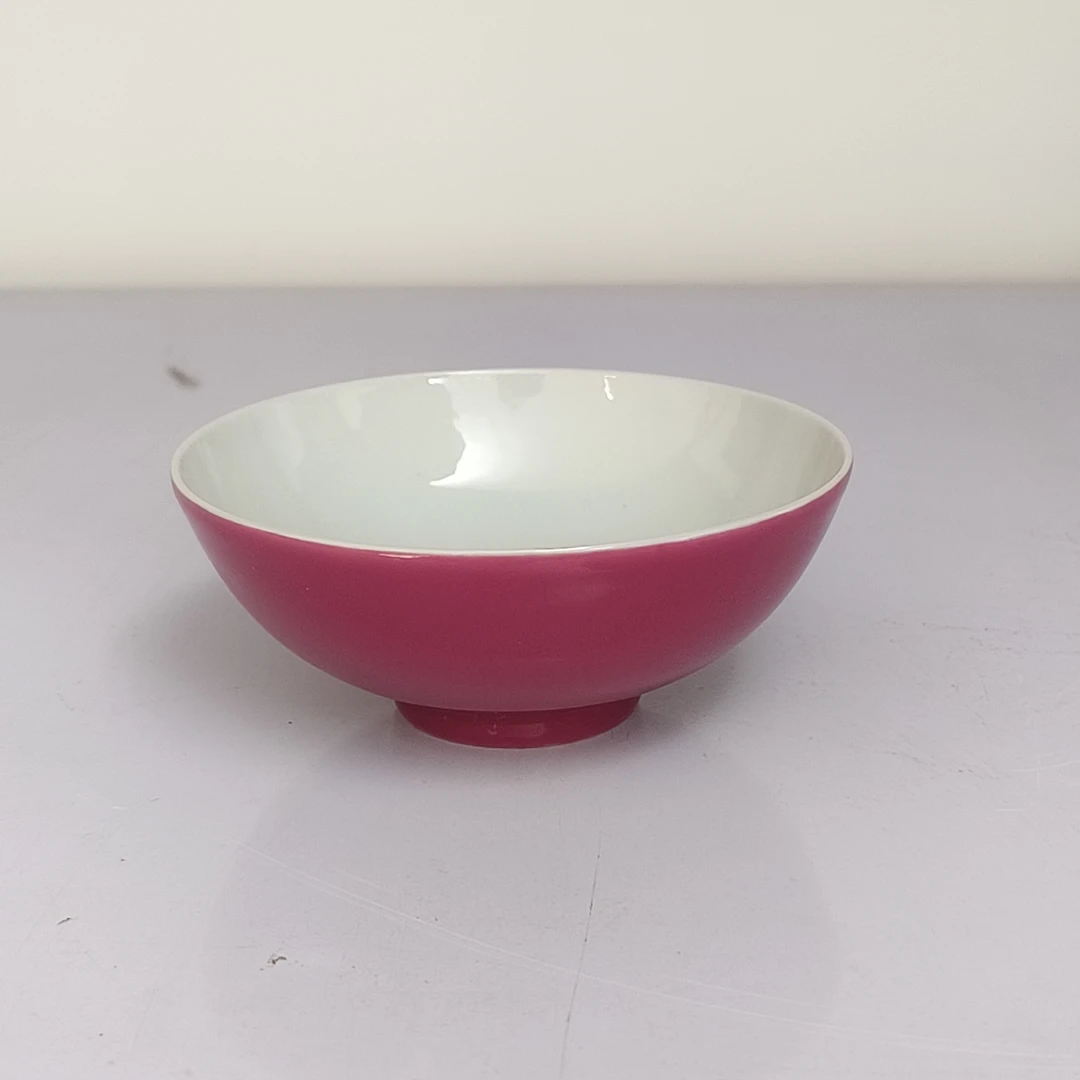 清晚期 胭脂红釉茶盏