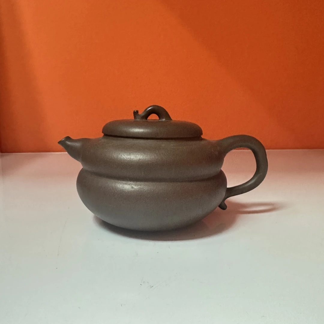 近代 老紫泥葫芦形壶