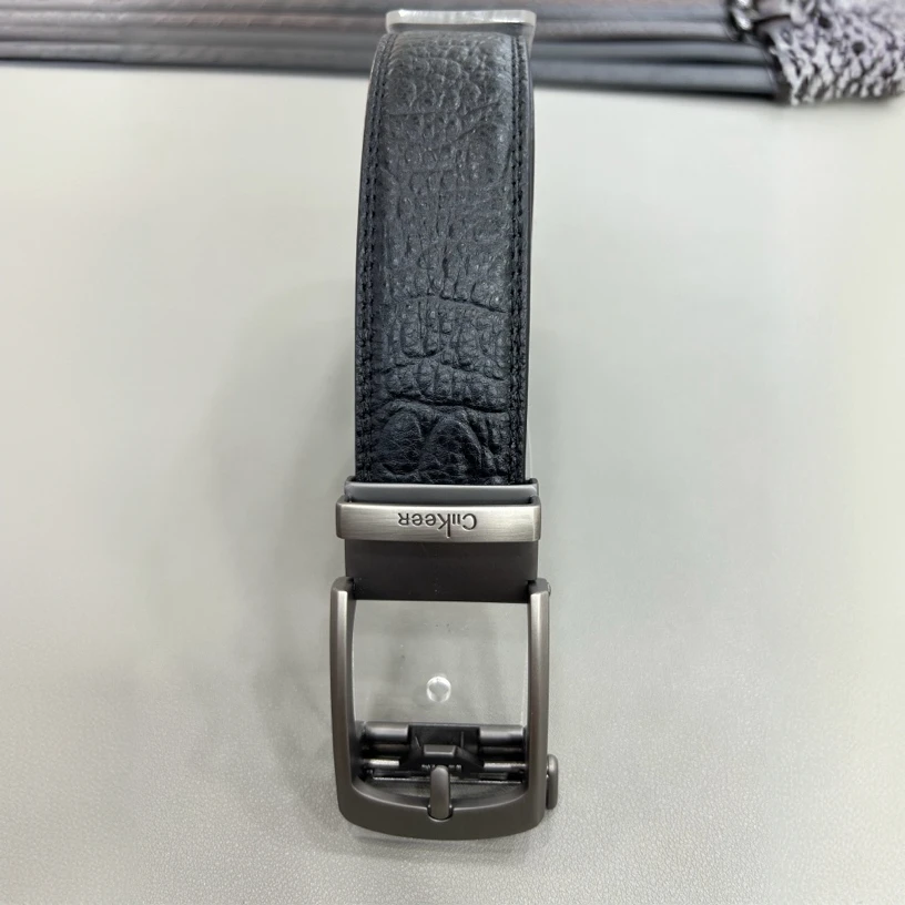 CllKeeR 男士经典双面头层牛皮仿针扣外穿自动扣休闲时尚腰带