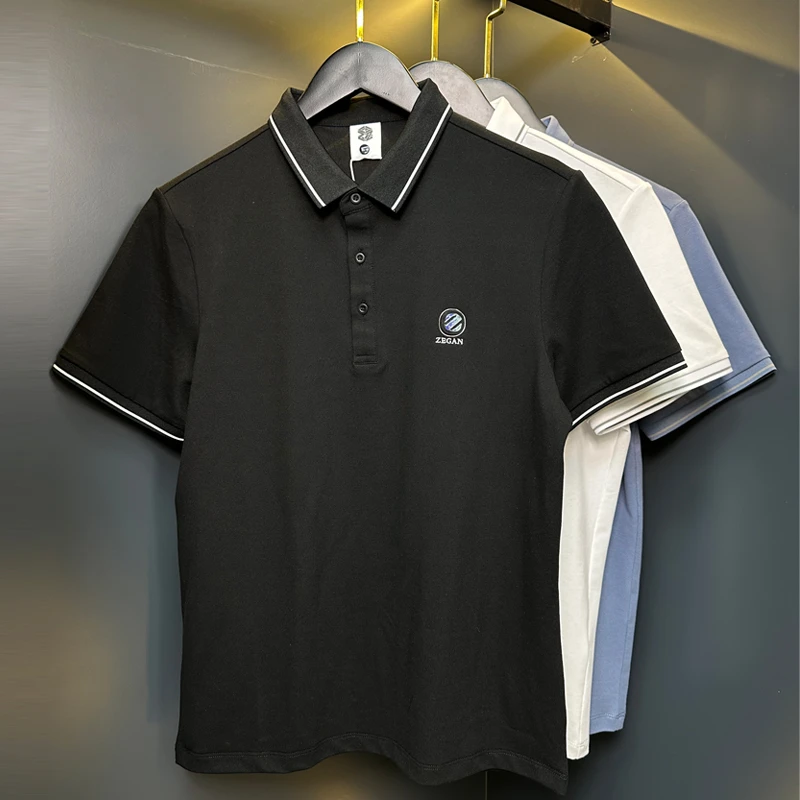 2024夏季新款男士polo衫时尚休闲夏季丝光棉商务男款轻奢百搭上衣