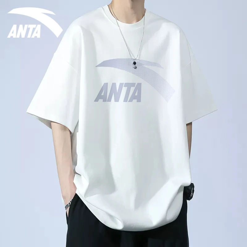 安踏短袖男T恤夏季大logo圆领宽松潮ins半袖运动服上衣952338101