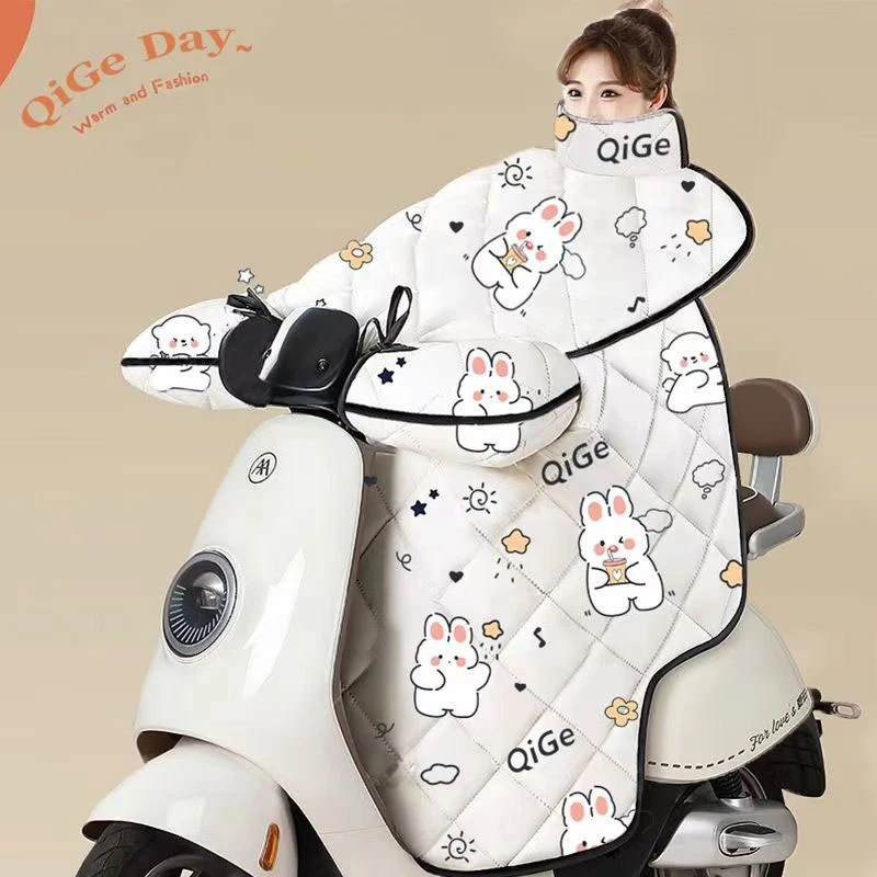 冬季电动车挡风被加厚加绒防风挡风罩保暖电瓶车冬