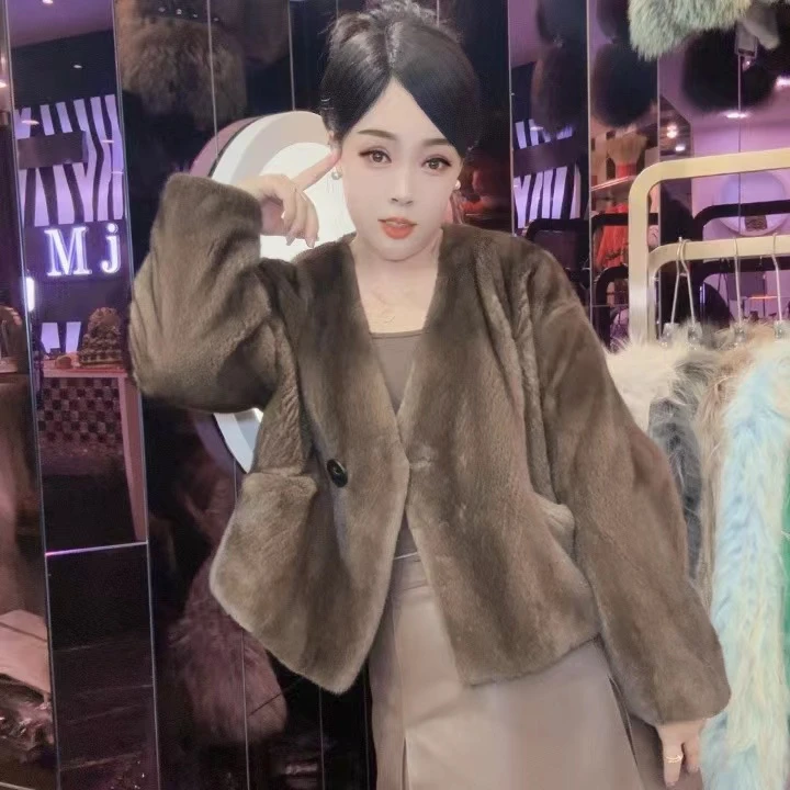 (铭嘉诗丹品牌优选）8007款时尚貂皮外套（衣长65）