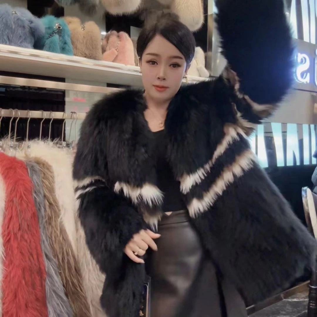 (铭嘉诗丹品牌优选）1455款狐狸毛编织外套（衣长70）