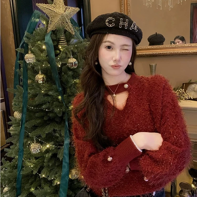 【秋季新款】 毛茸茸毛衣女秋冬2024新款温柔软糯宽松百搭长袖