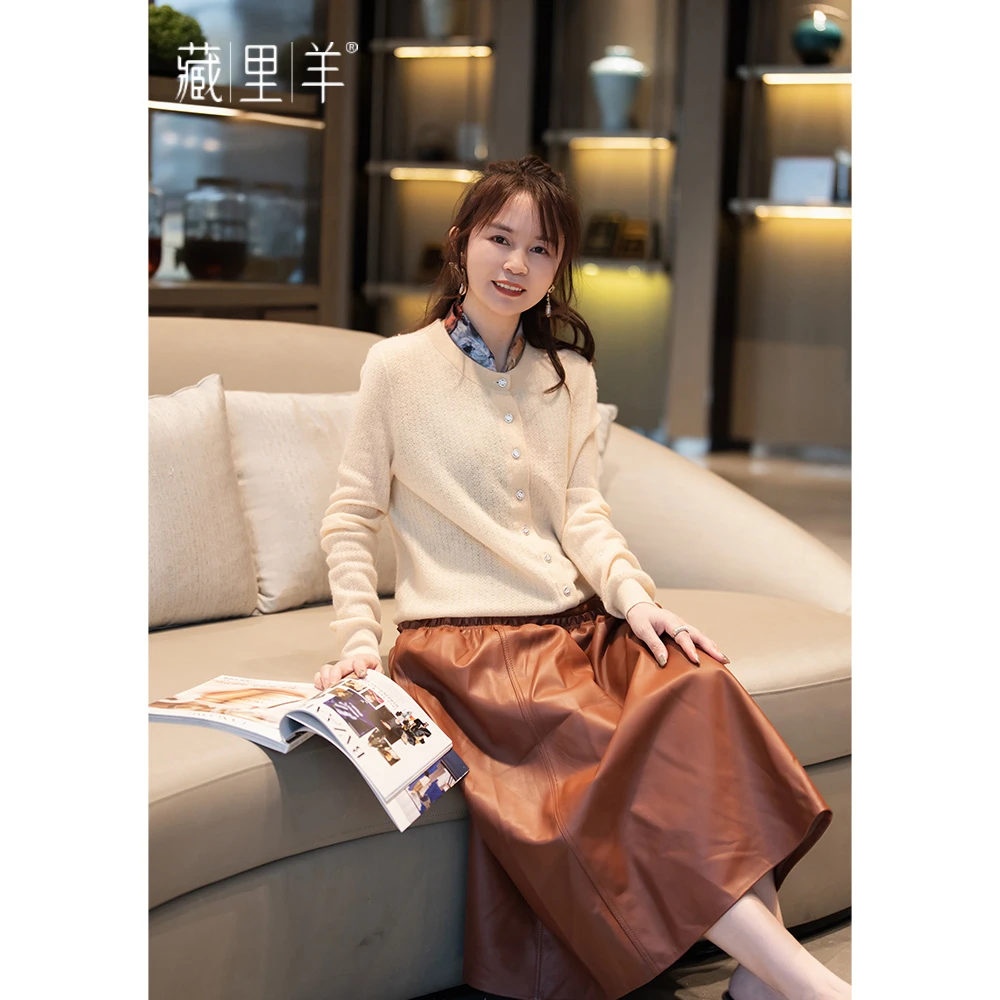藏里羊  【吥退吥换】羊皮A摆半身裙WG1502