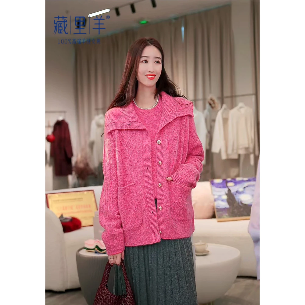 藏里羊【油画系列】“灿若繁星”满分推荐 设计感翻领山羊绒上衣M1210