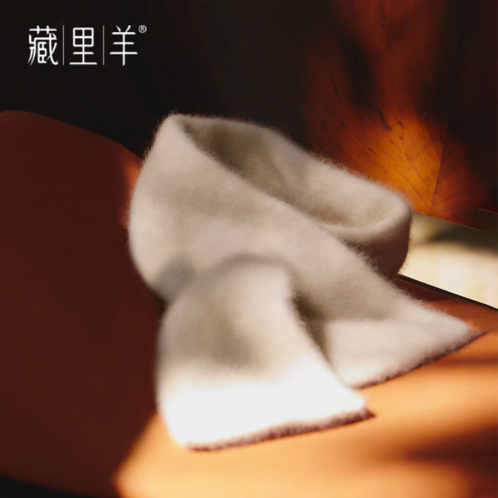 藏里羊【北美小动物毛毛】贝贝白秋冬围巾纯色保暖柔软M0793