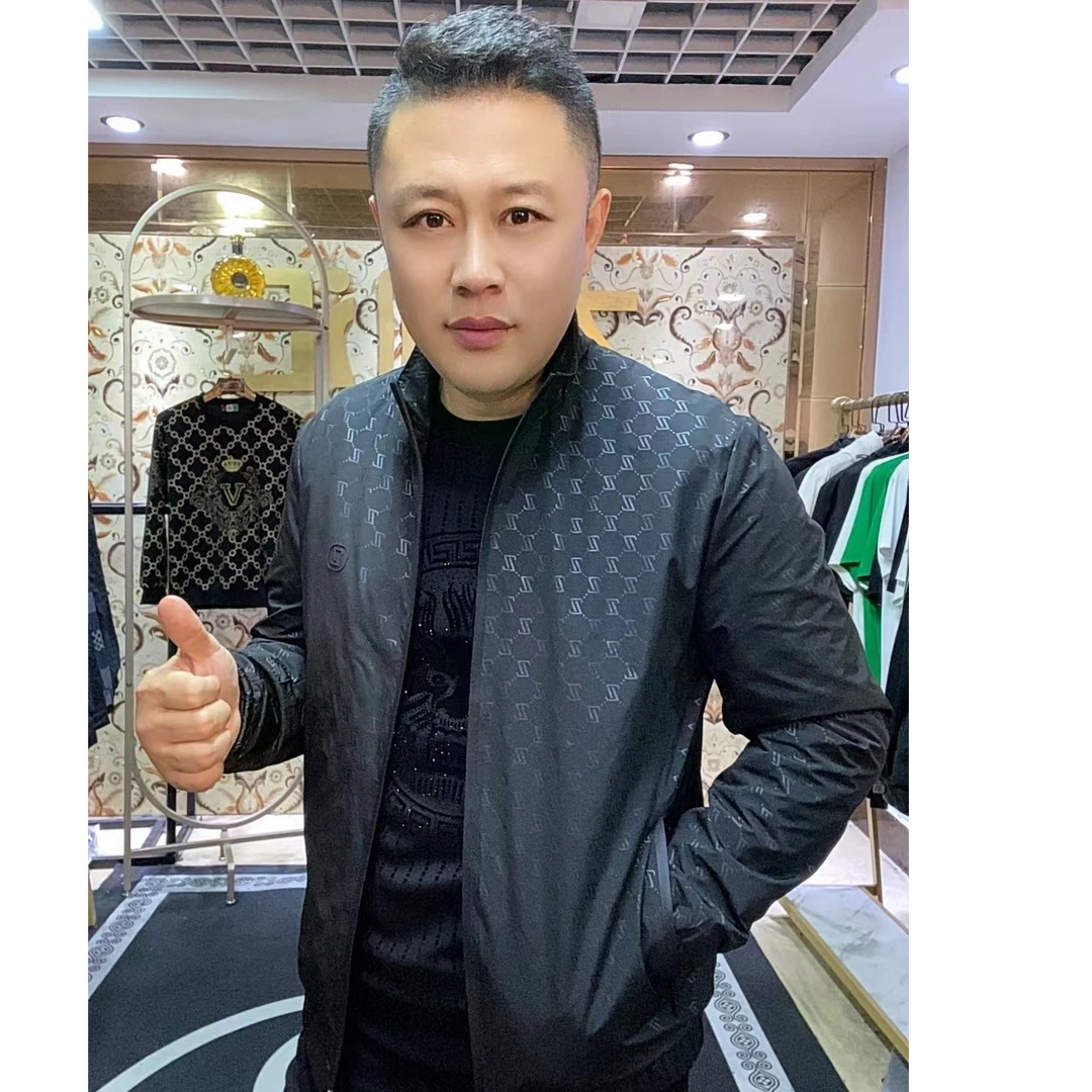 【大咖装】男装春季新款2025新款百搭暗花ZZ户外休闲立领夹克外套