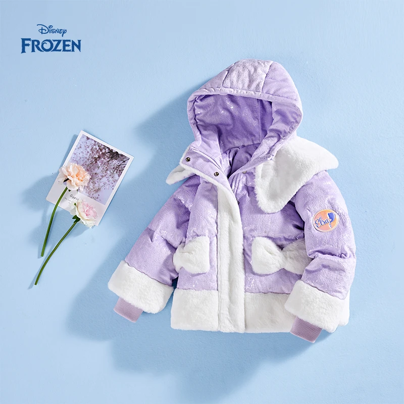 Disney/迪士尼冰雪奇缘女童艾莎休闲秋冬加厚洋气保暖鸭绒羽绒服