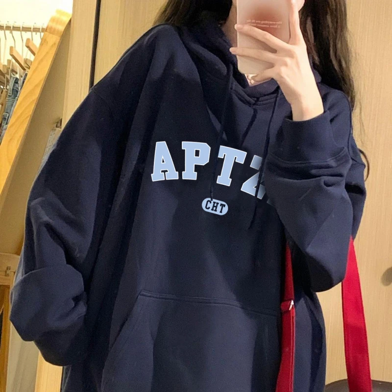 西海岸hiphop潮牌卫衣女慵懒风2025新款连帽上衣百搭女秋冬季ins