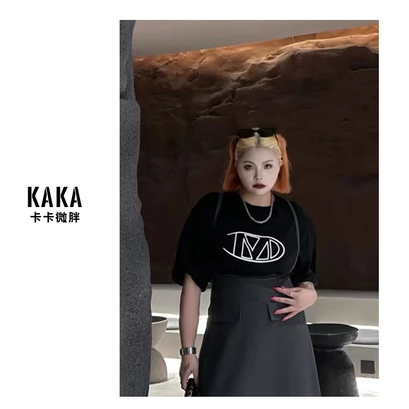 【KAKA】夏清--美式印花圆领短袖T恤新款基础款大码百搭休闲上衣