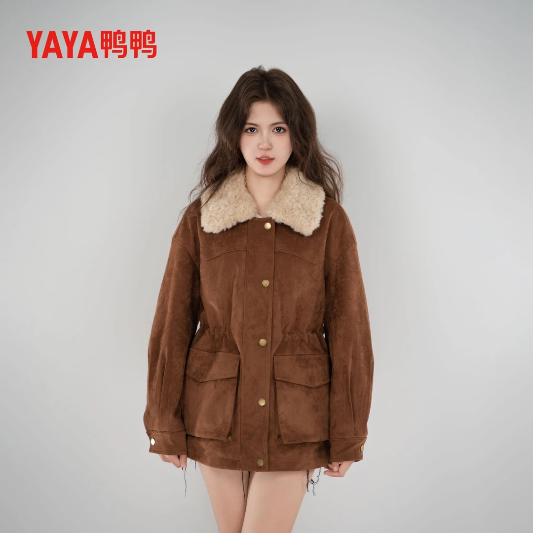 YAYA/鸭鸭女2024秋冬新款复古百搭雅丹风时尚羽绒外套YE4B619401M