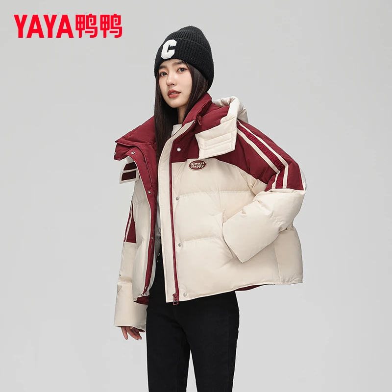YAYA/鸭鸭女短款时尚休闲运动户外情侣百搭保暖羽绒服YE3B631575H