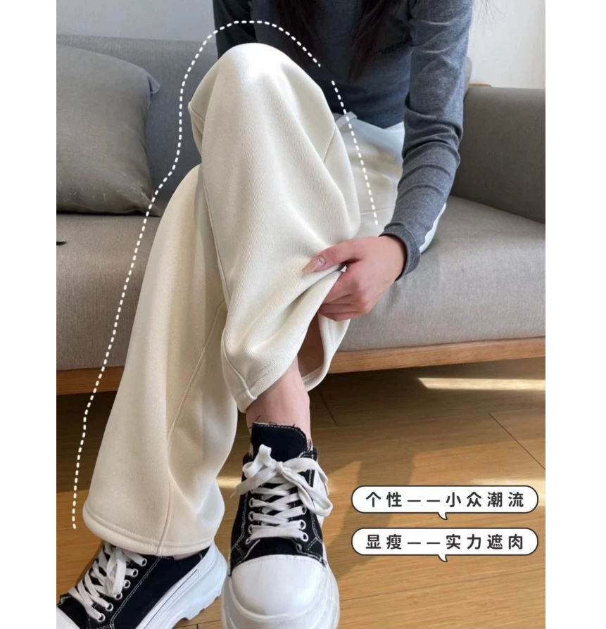 RED HUGN MAN/红炬人克拉女神街拍裤加绒加厚宽松瘦版阔腿裤高腰