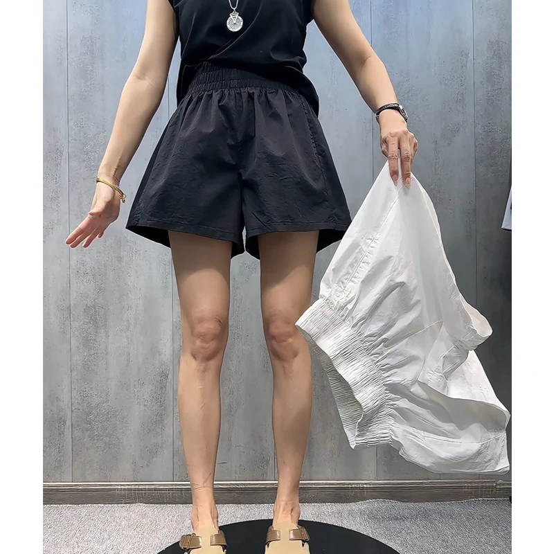 2025高腰A字休闲阔腿短裤女夏季薄款大码微胖mm宽松遮肉显瘦热裤