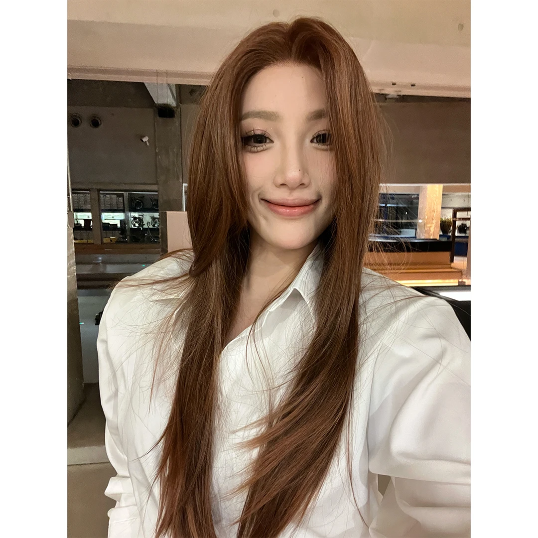 了了专属《存存子》黑茶/暖棕色气质高层次直发大面积蕾丝假发女