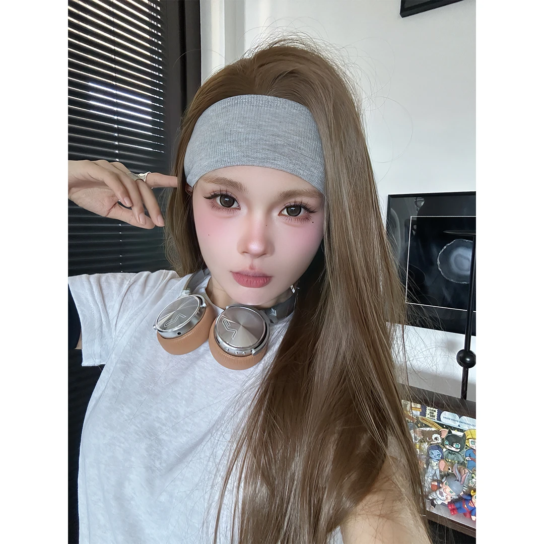 《天生女主》青木亚麻高层次卷发手钩半蕾丝假发头套自由分缝进口丝