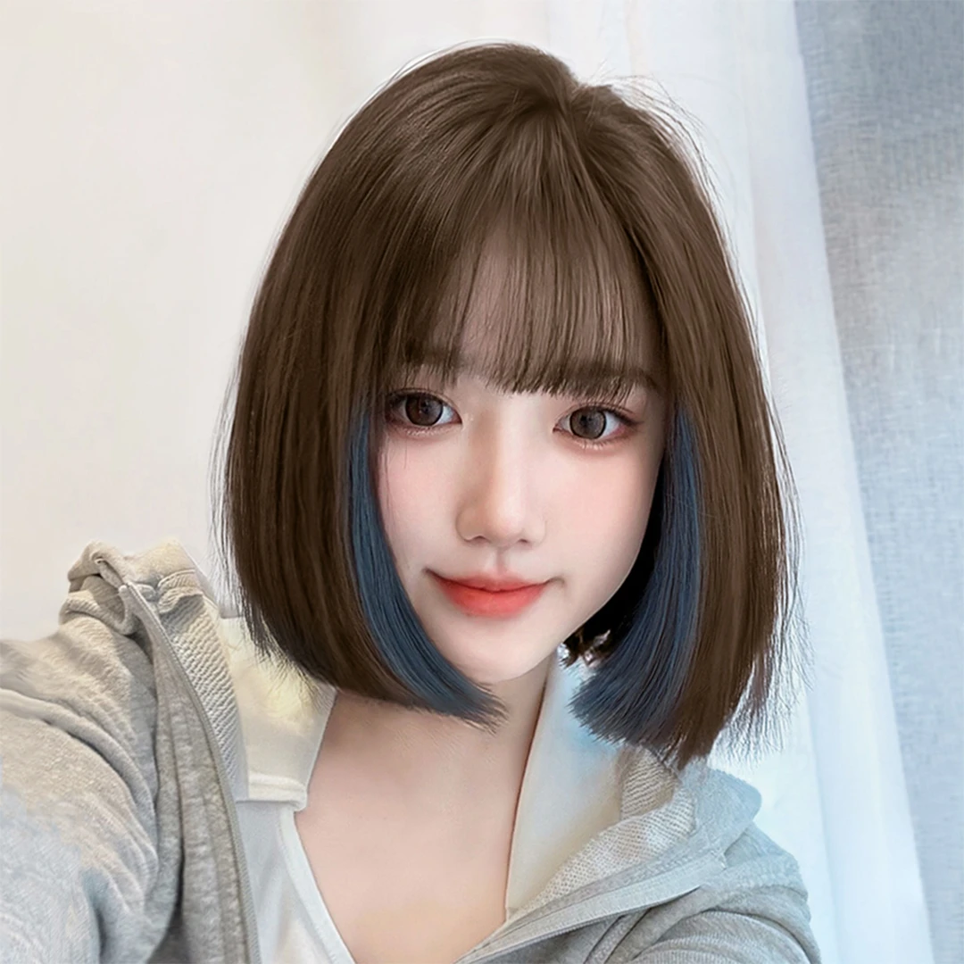 [洋气减龄] 假发女款小清新挑染洋气减龄挂耳染短发透气全头套