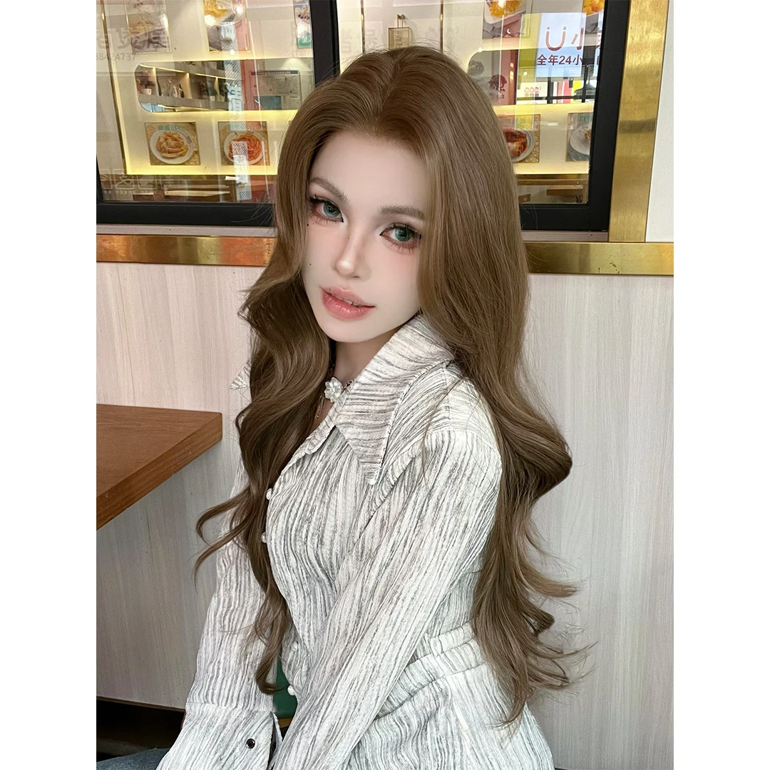 六零专属《混血基因》进口丝奶茶灰棕色气质高层次卷发大面积假发女