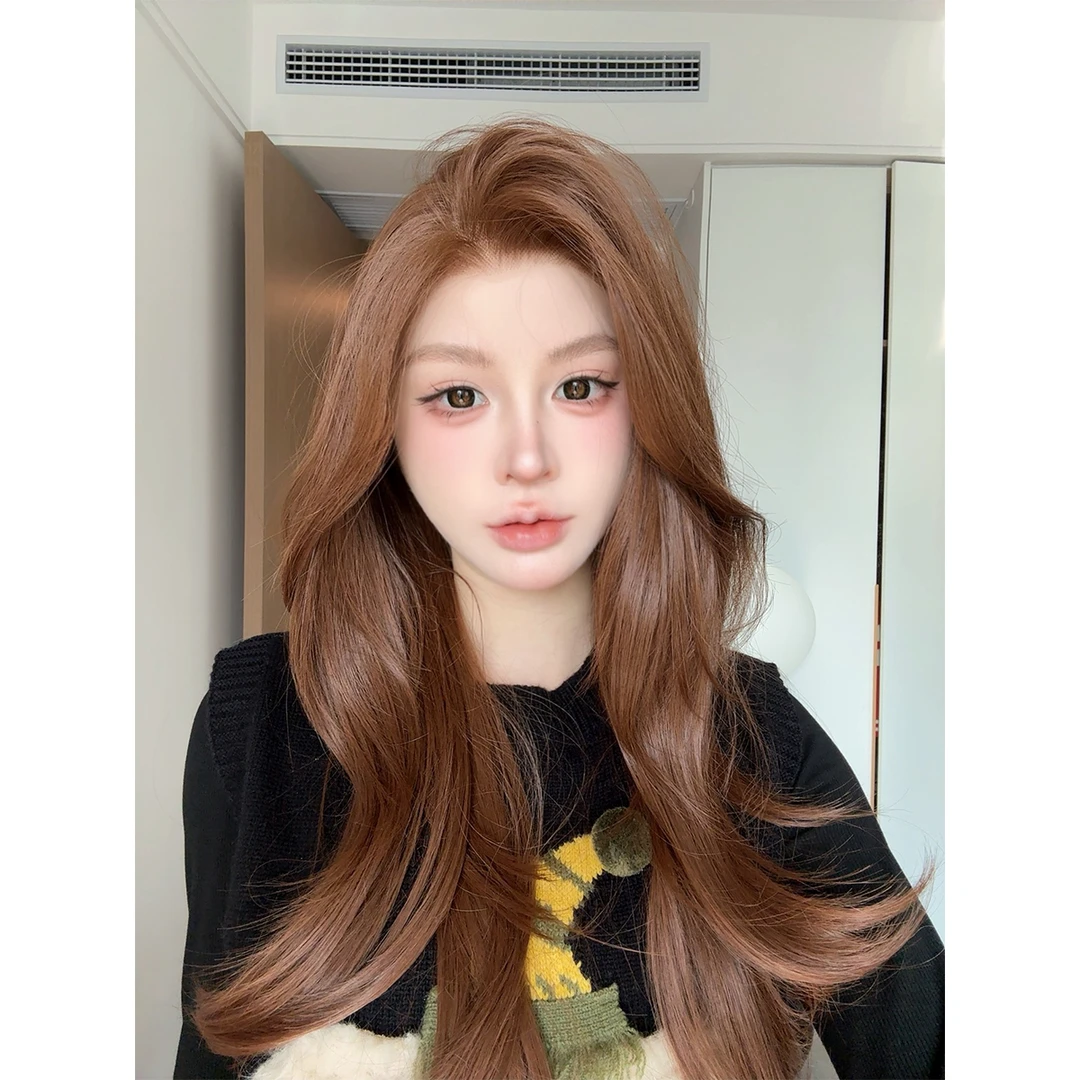 椰子专属《温柔香》亚麻棕色高层次大蕾丝进口丝假发头套