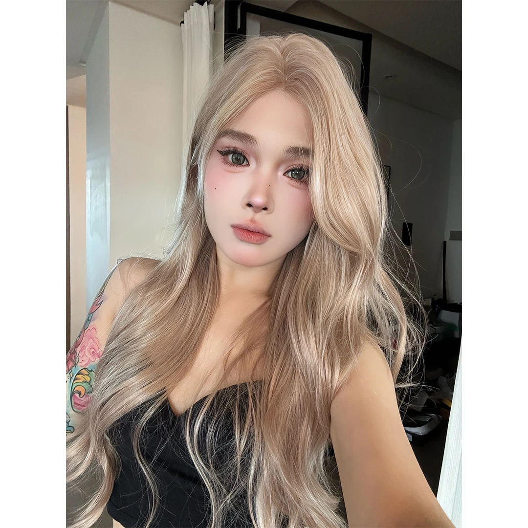 《任性小姐》银色粉金卷发前额蕾丝进口丝不打结层次感女假发头套