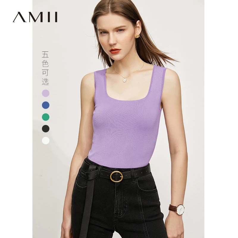 Amii极简背心修身无袖百搭针织小背心打底气质女士内穿12332017