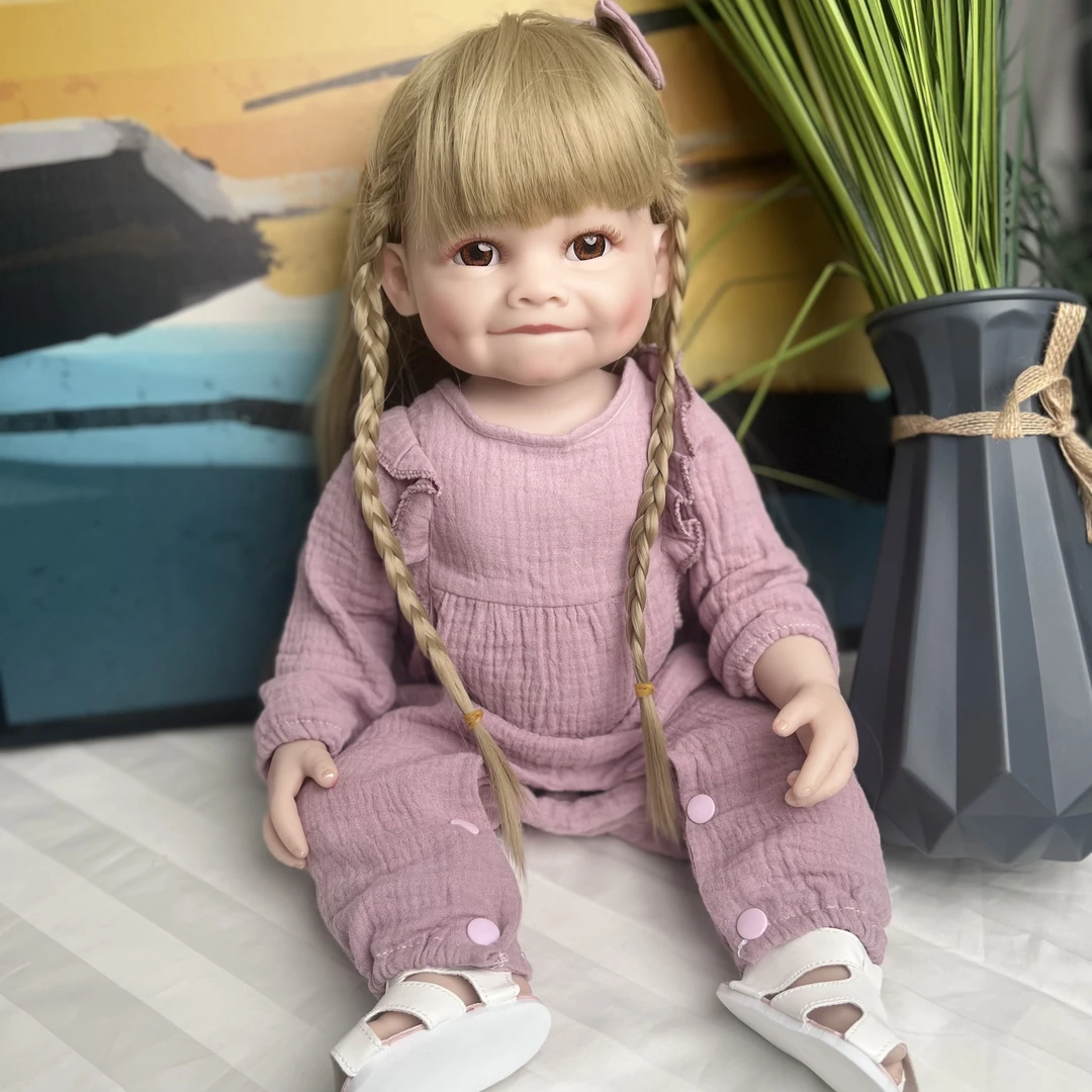 礼物长发有酒窝会笑的娜娜55cm全搪胶公主重生娃娃过家家玩具