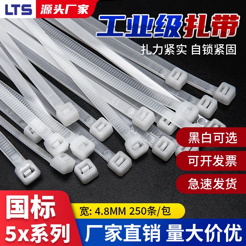 自锁式尼龙扎带电线捆绑卡扣束线带绳黑白色LTS力泰塑料厂家直供