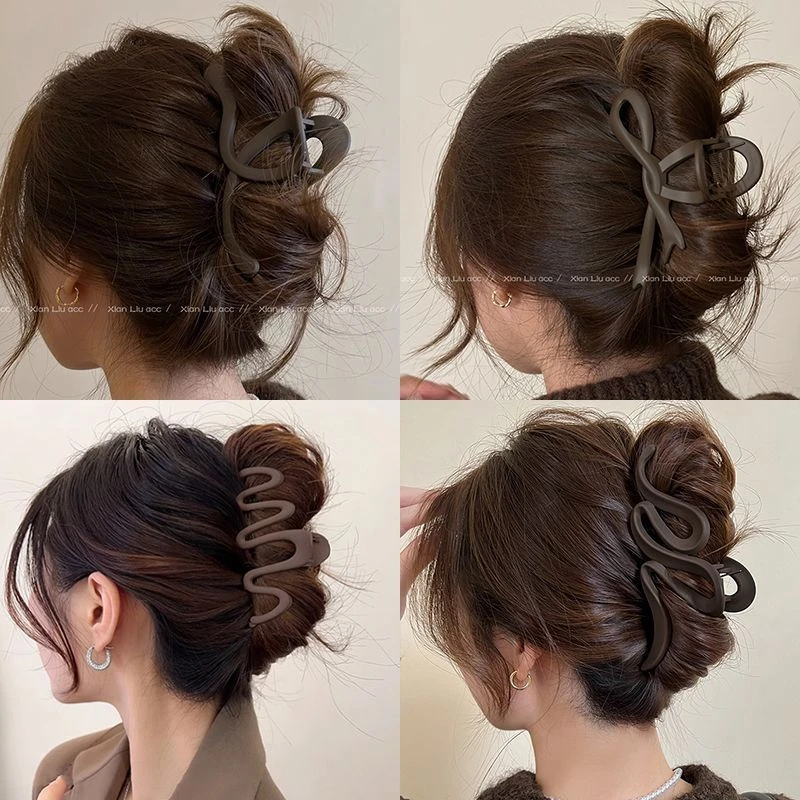 秋冬磨砂波浪抓夹大号鲨鱼夹高级感发夹女新款后脑勺盘发夹子头饰